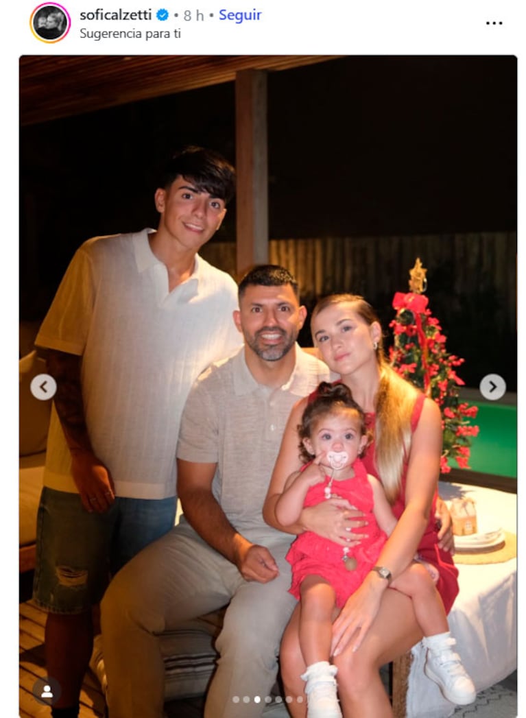 La Navidad del Kun Agüero y Sofía Calzetti con su hija Olivia y Benja Agüero  (Instagram)