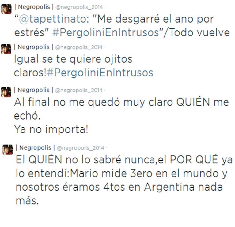 La Negra Vernaci opinó de Mario Pergolini en Twitter (Foto: Twiitter)