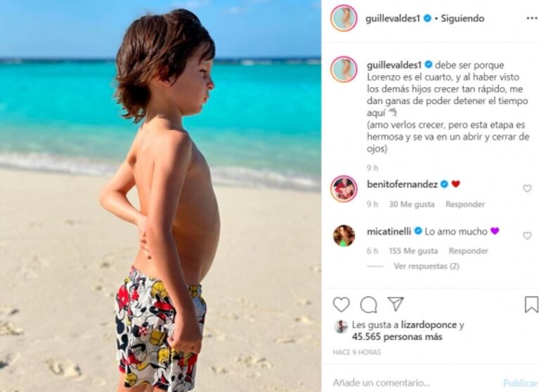 La nostálgica reflexión de Guille Valdés al ver cómo crece su hijo menor: "Me dan ganas de detener el tiempo"
