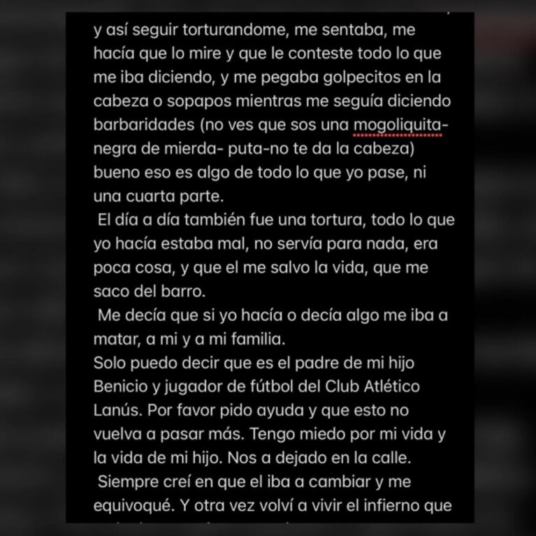 La novia de Lautaro Acosta, jugador de Lanús, lo denunció gravemente: "Me golpeaba sin parar"