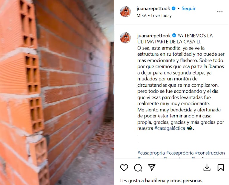 La nueva casa de Juana Repetto (Foto: Instagram/@juanarepettook).