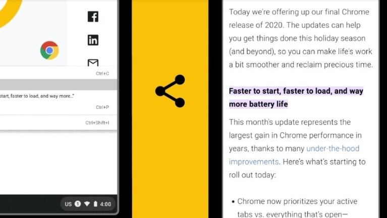 La nueva versión de Google Chrome permite compartir enlaces a texto seleccionado de una web. Foto:DPA.