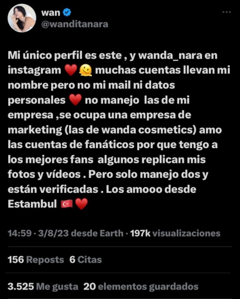 La palabra de Wanda Nara tras ser acusada de tener perfiles truchos de Instagram