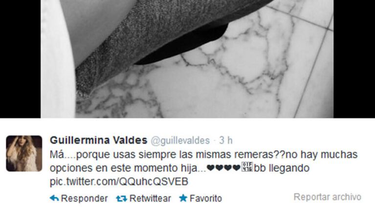 La panza de ocho meses de embarazo de Guillermina Valdés. (Foto: Twitter)