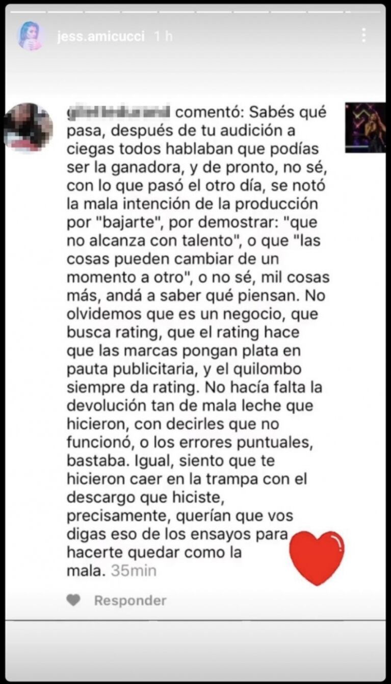 La participante de La Voz Argentina de la polémica lanzó furiosos mensajes contra Mau y Ricky: "Hay cosas que no puedo decir por contrato"
