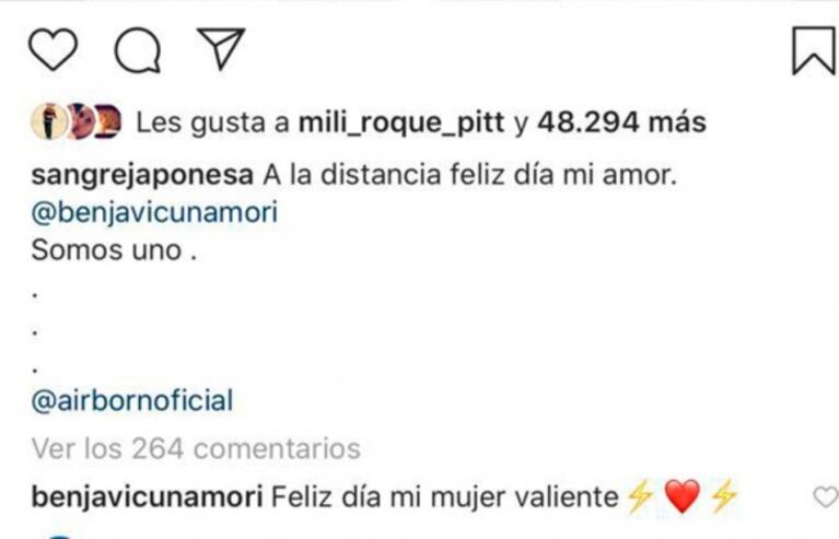 La peculiar coincidencia en el romántico mensaje de Vicuña a la China Suárez… ¡con un adjetivo muy especial que le dedicaba a Pampita!