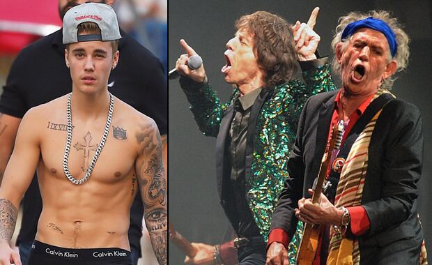 La pelea de Justin Bieber y Keith Richards. (Fuente: web)