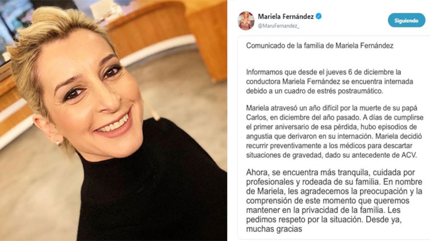 La periodista Mariela Fernández, internada por un cuadro de estrés postraumático: el comunicado de la familia