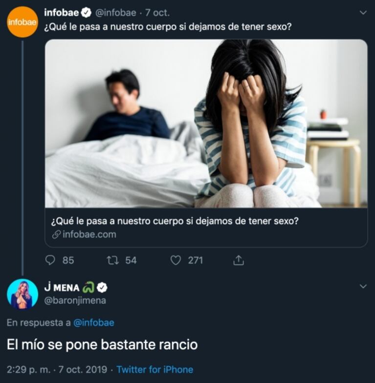 La picante frase de Jimena Barón sobre la falta de sexo: "Mi cuerpo se pone bastante rancio"