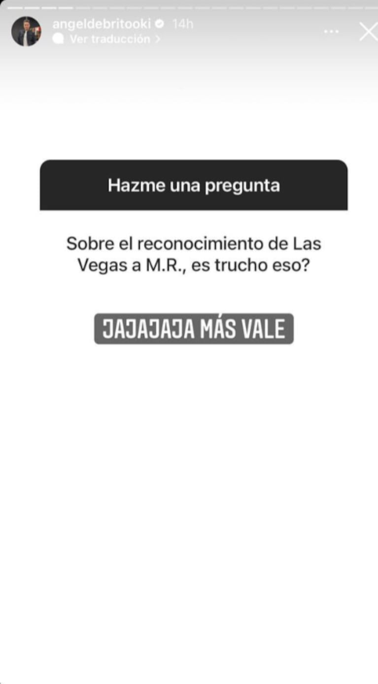 La picante reacción de Ángel de Brito ante el reconocimiento a More Rial en Las Vegas
