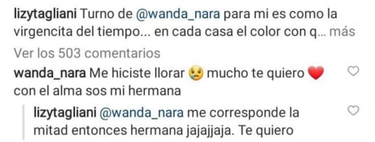 La picante reacción de Lizy Tagliani cuando Wanda Nara le dijo que era como su hermana