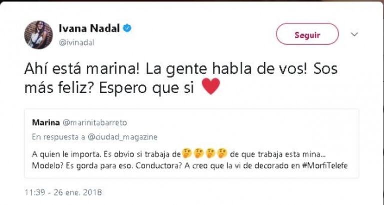 La picante respuesta de Ivana Nadal a una twittera que la trató de 'gorda': "No soy gorda para las marcas que me contratan"