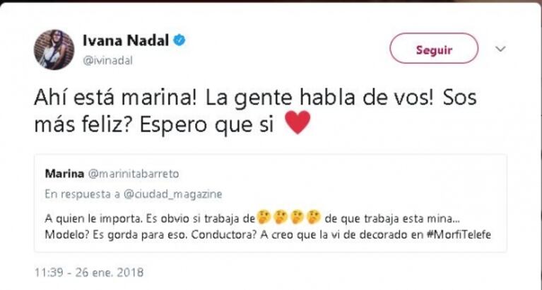 La picante respuesta de Ivana Nadal a una twittera que la trató de 'gorda': "No soy gorda para las marcas que me contratan"