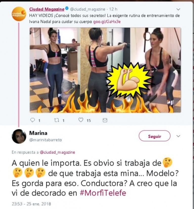 La picante respuesta de Ivana Nadal a una twittera que la trató de 'gorda': "No soy gorda para las marcas que me contratan"