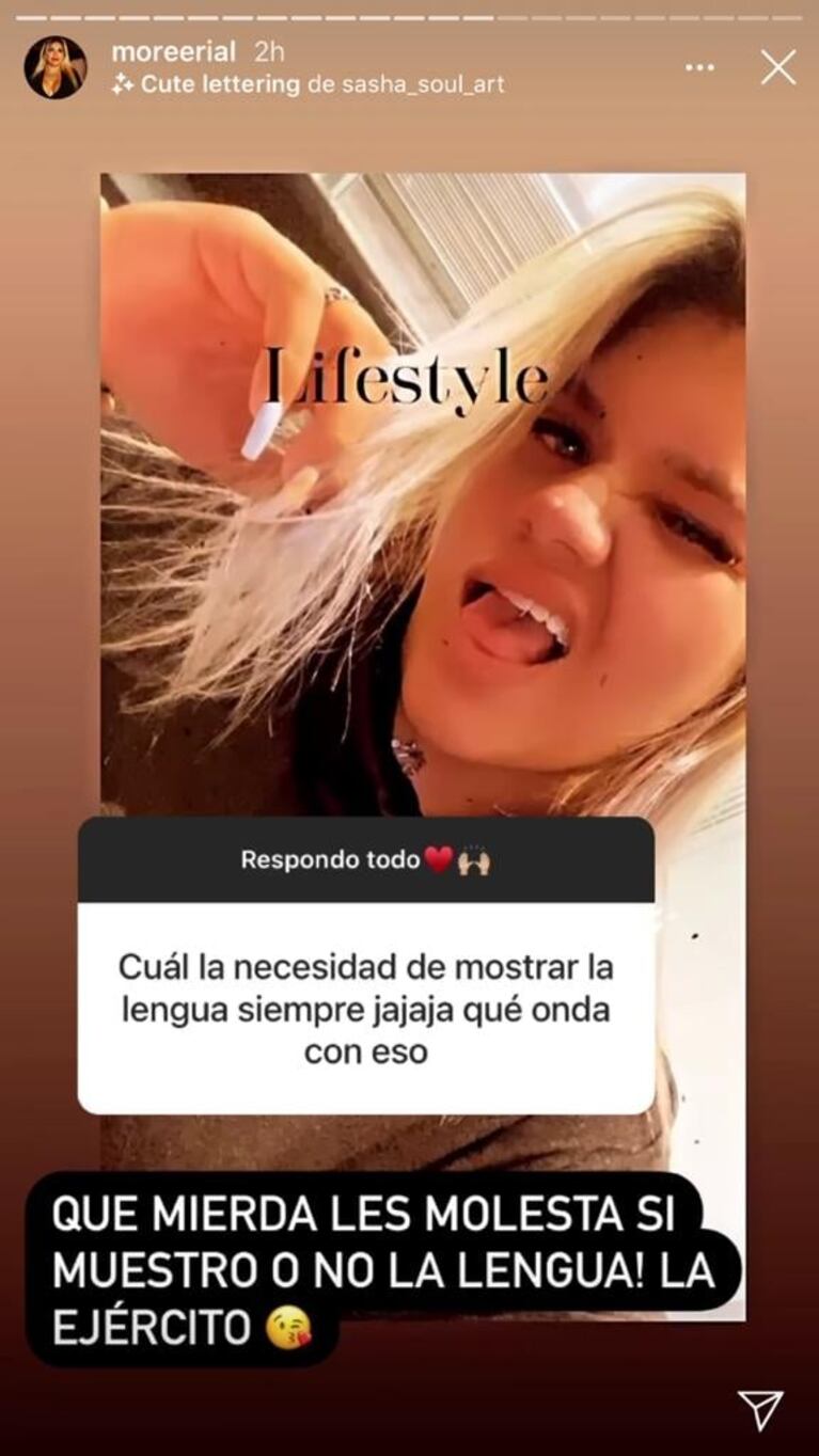 La picante respuesta de Morena Rial cuando le preguntaron por qué siempre saca la lengua en las fotos: "La ejercito"
