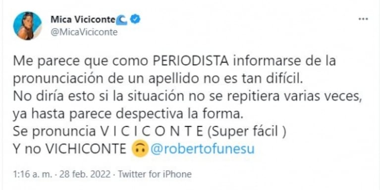 La picante teoría sobre la pelea de Mica Viciconte con Robertito Funes: "Él es muy amigo de Nicole Neumann"