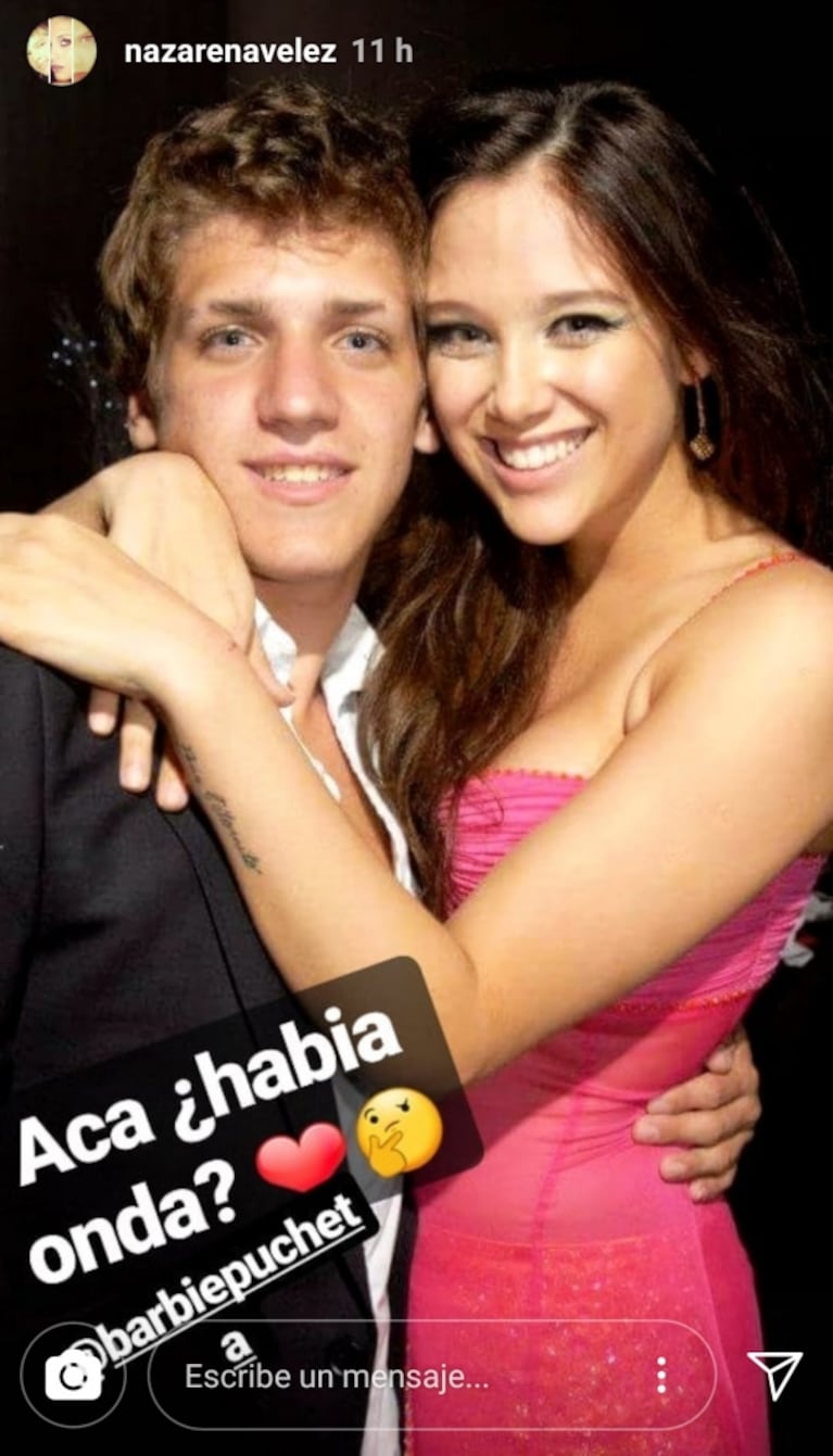 La pícara pregunta de Nazarena Vélez sobre una foto de hace 5 años de Barbie y Lucas Rodríguez:"¿Acá ya había onda?"