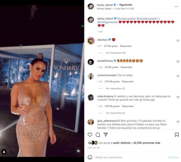 La pícara reacción de El Polaco al ver a Barby Silenzi modelando el vestido que uso en la fiesta de Sol y fue criticado