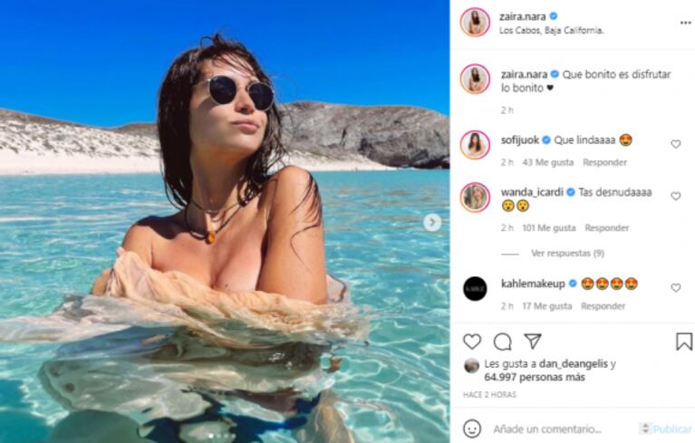 La pícara reacción de Wanda Nara al ver el chapuzón sexy de Zaira en México: "Estás desnuda"
