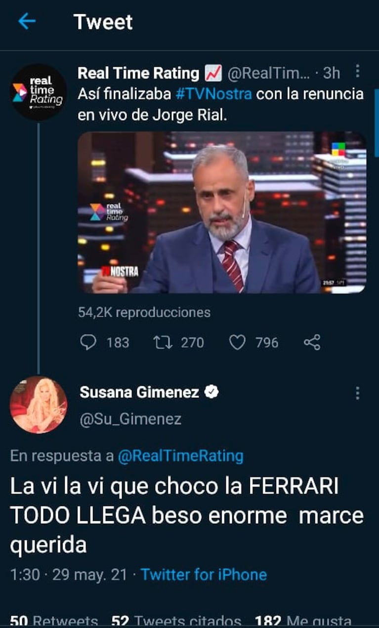 La pícara reacción de Yanina Latorre tras la metida de pata de Susana, al publicar por error un polémico tweet sobre Rial: "Es mi mamá"