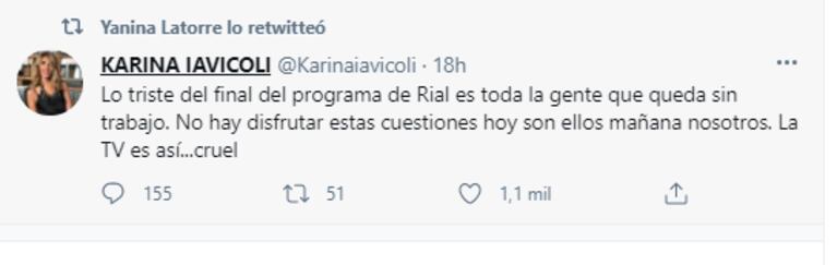 La pícara reacción de Yanina Latorre tras la metida de pata de Susana, al publicar por error un polémico tweet sobre Rial: "Es mi mamá"