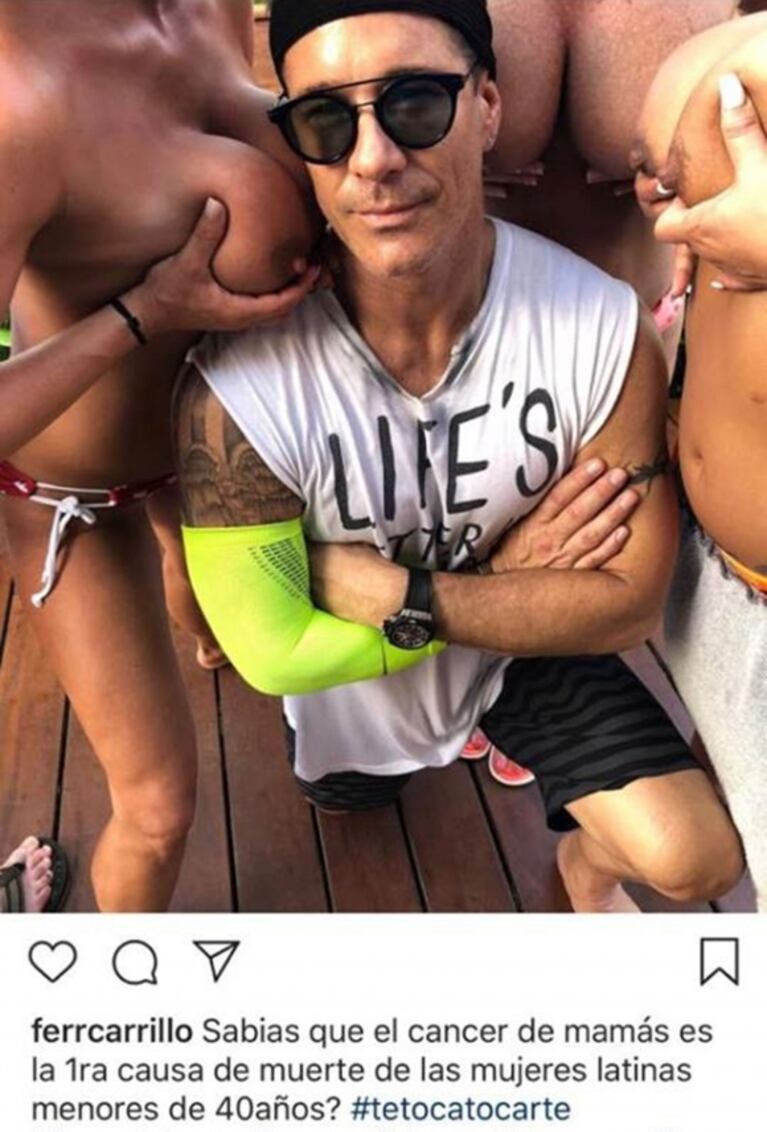 La polémica foto de Fernando Carrillo sobre el cáncer de mama: su descargo tras la censura de Instagram