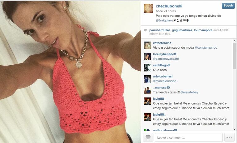 La polémica foto que compartió Chechu Bonelli en Instagram.