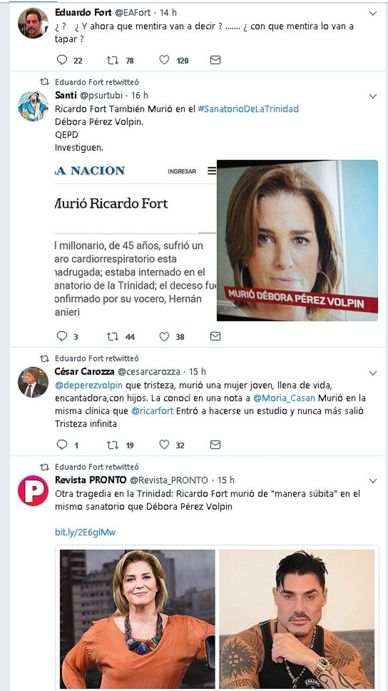 La polémica reacción de un hermano de Ricardo Fort tras la muerte de Pérez Volpin en el Sanatorio de La Trinidad: "¿Y ahora con qué mentira lo van a tapar?"