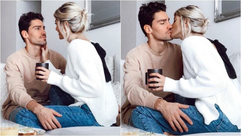 La postal a puro mimo de Cande Ruggeri con su novio a la mañana (Fotos: Instagram)