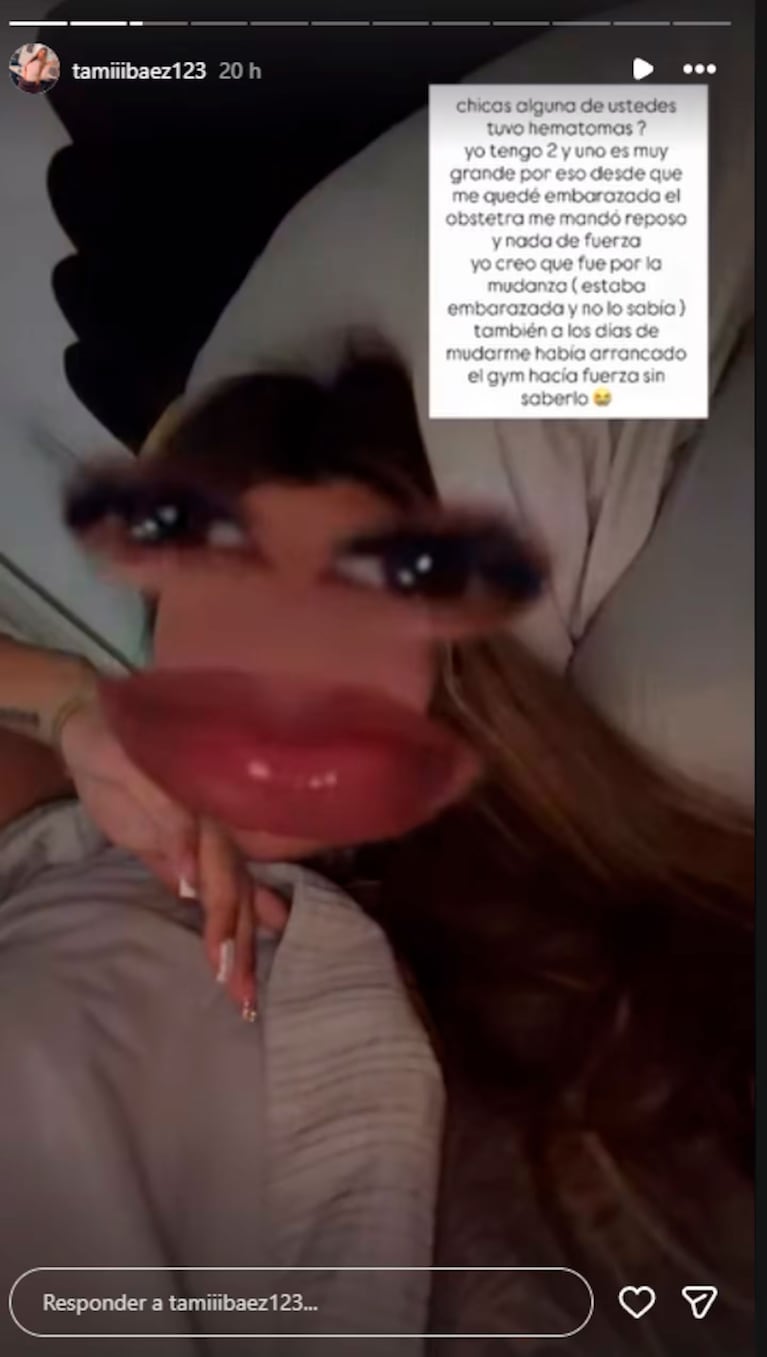 La preocupación de Tamara Báez en medio de su embarazo (captura de Instagram)