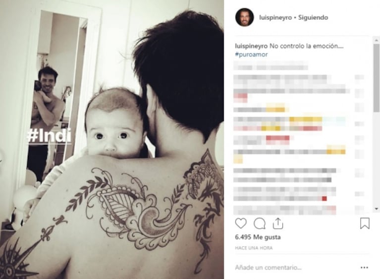 La primera foto de Luis Piñeyro con Indiana, su beba de 2 meses: "No controlo la emoción"