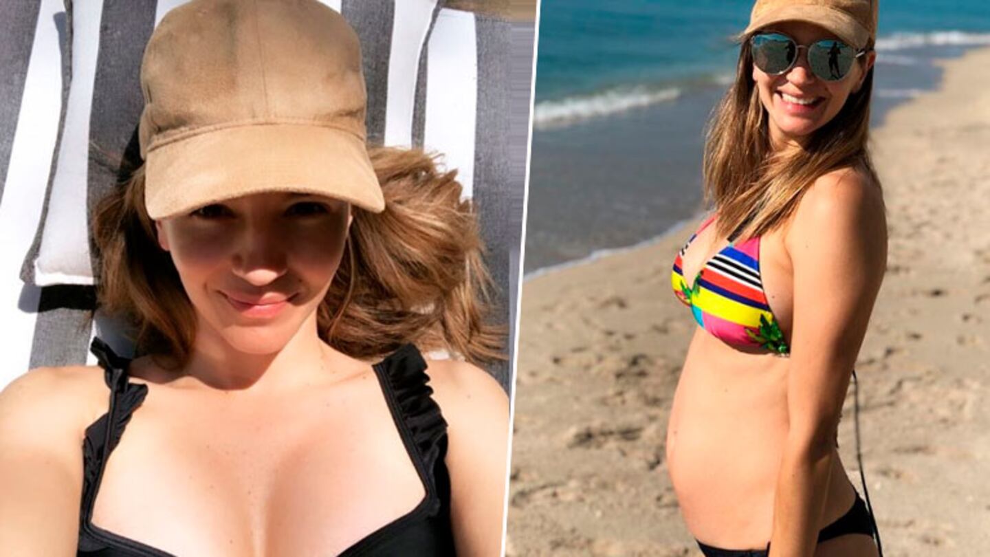 La primera foto de Marcela Kloosterboer luciendo su embarazo, de cuatro meses y medio, en la playa