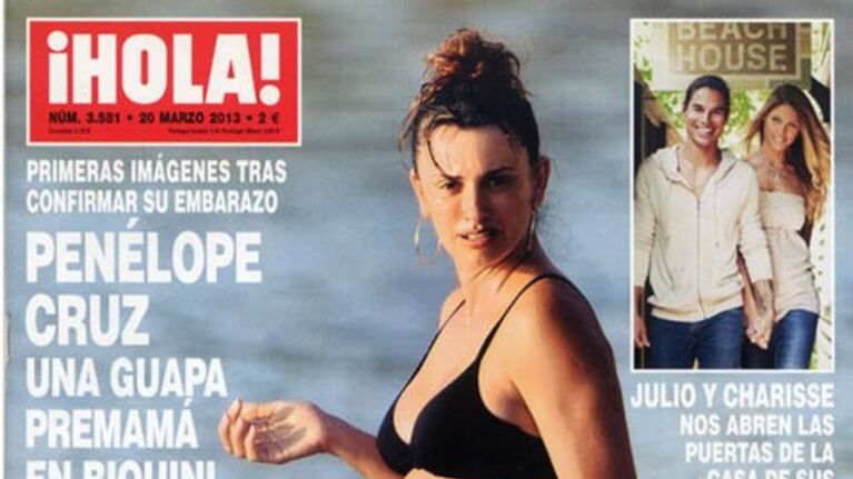 La primera imagen de Penélope Cruz embarazada. (Foto: tapa revista ¡Hola!)