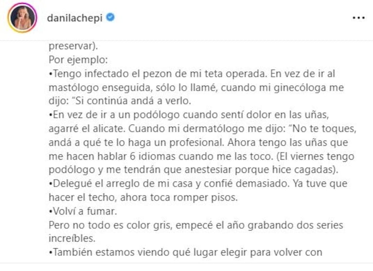 La profunda catarsis de Dani La Chepi sobre sus problemas de salud y algunas "malas decisiones"