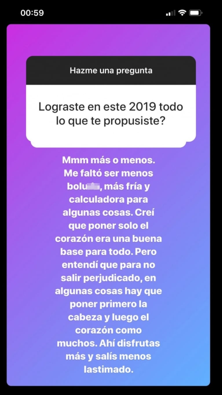 La profunda reflexión de La Princesita al analizar su 2019: "Me faltó ser menos bolu…, más fría y calculadora"