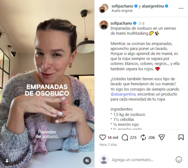 La propuesta de empanadas de osobuco rinde 18 unidades grandes para hornear o congelar.