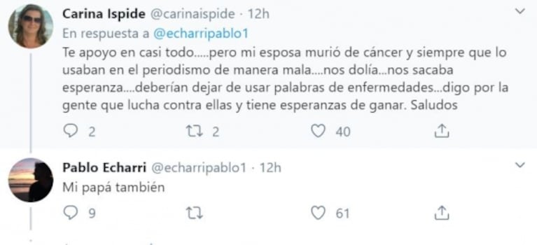 La provocadora comparación de Pablo Echarri que sacudió Twitter: "Si el populismo es coronavirus, el neoliberalismo es cáncer"
