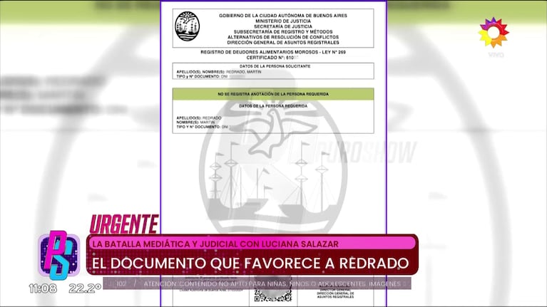 La prueba de Martín Redrado en la que se basa para decir que no es deudor alimentario (Foto: captura de eltrece).