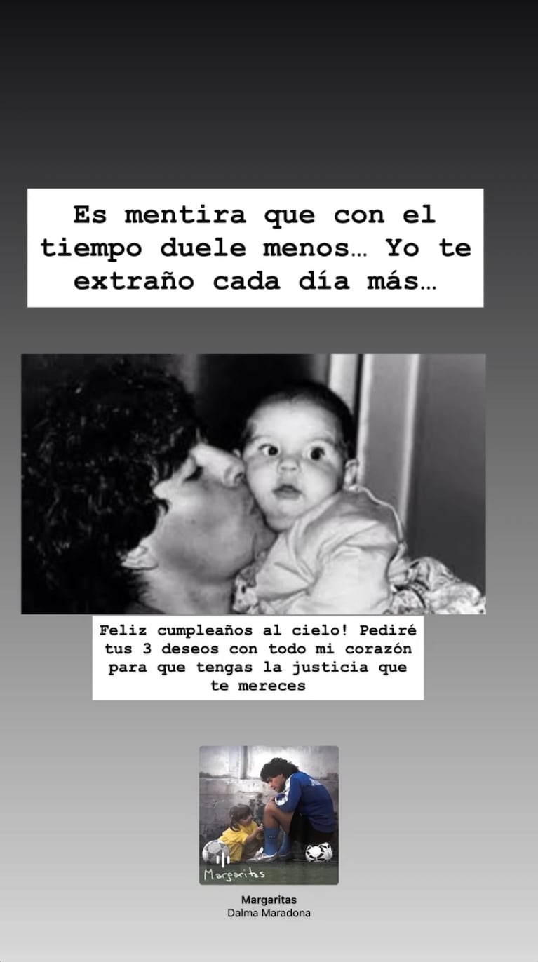 La publicación de Dalma Maradona por el cumpleaños de Diego (Foto: Instagram @dalmaradona)