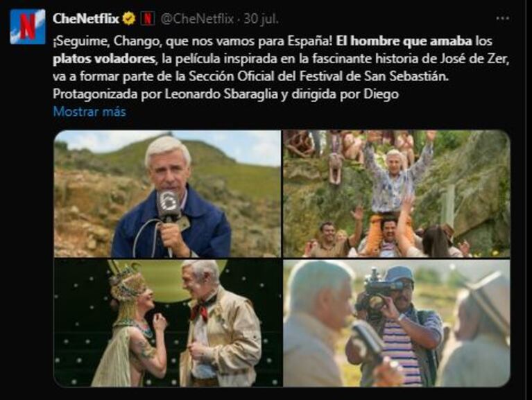La publicación de Netflix sobre El hombre que amaba los platos voladores (Foto: Twitter / X)