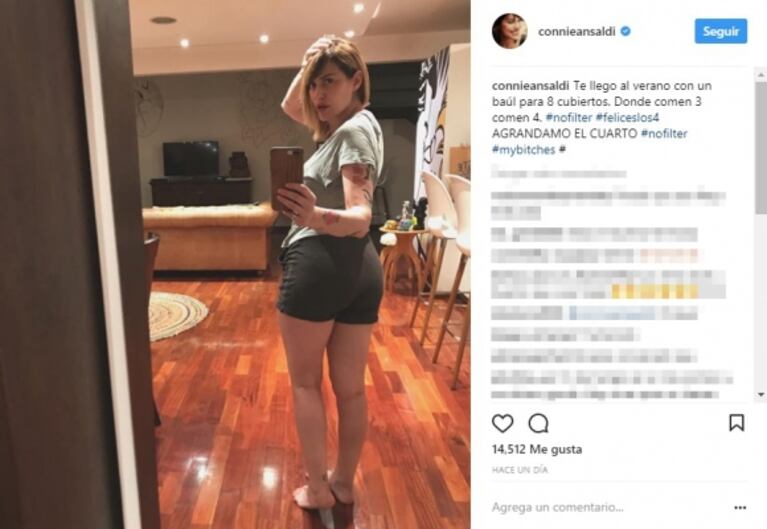 La "queja" de Connie Ansaldi sobre su cola: "Te llego al verano con un baúl para 8 cubiertos"
