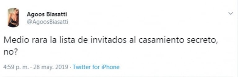 La queja de la nieta de Santo Biasatti tras el casamiento de su abuelo con Carolina Fal: "No nos invitó y estoy segura de que la familia de ella estuvo"