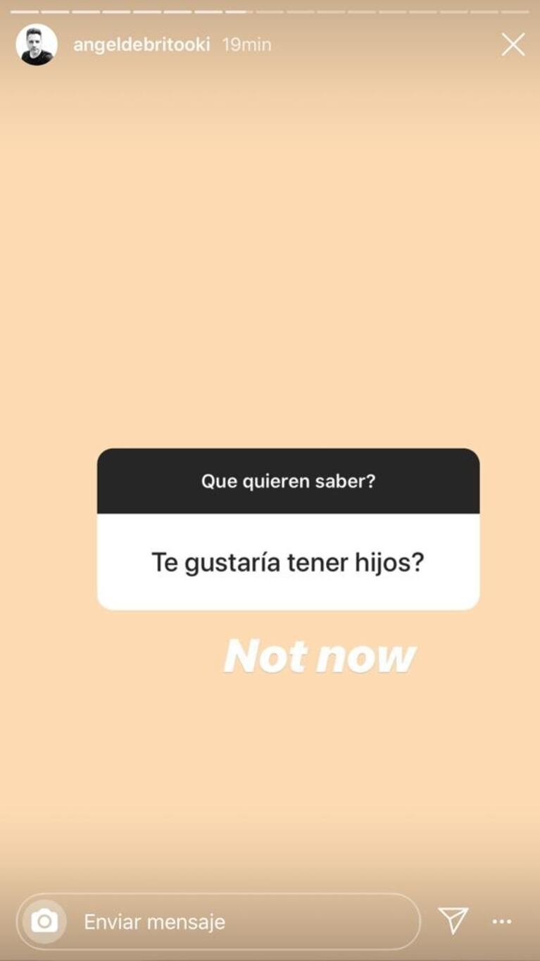 La reacción de Ángel de Brito cuando le preguntaron si tiene ganas de convertirse en papá: "Por ahora, no"