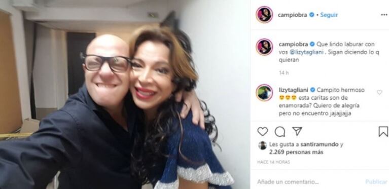 La reacción de Campi ante la versión de pelea con Lizy Tagliani: "¡Qué lindo laburar con vos!"