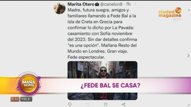 La reacción de Carmen Barbieri al enterarse al aire de que Fede Bal se casaría con Sofía Aldrey: "Yo me entero por la tele"
