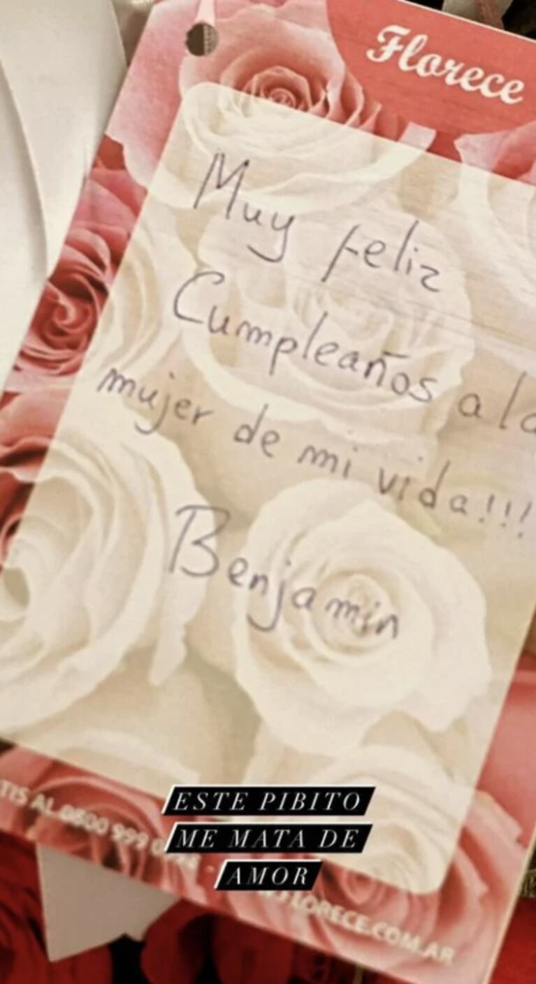 La reacción de China Suárez al recibir la apasionada dedicatoria de cumple de Benjamín Vicuña: "¡La mujer de mi vida!"