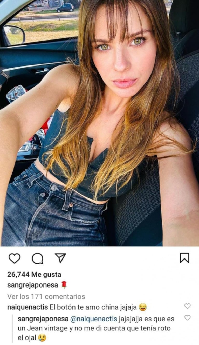 La reacción de China Suárez cuando le dijeron que tenía el pantalón desabrochado
