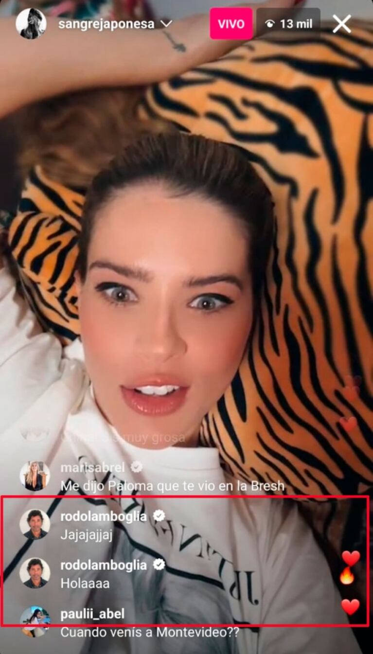 La reacción de China Suárez cuando Rodo Lamboglia se unió a su vivo en Instagram tras la versión de affaire