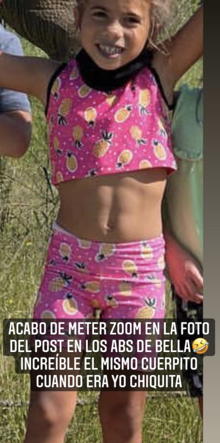 La reacción de Cinthia Fernández al ver los abdominales de su hija: "El mismo cuerpito"