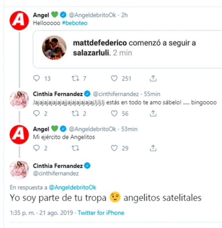 La reacción de Cinthia Fernández al ver que Defederico empezó a seguir en Instagram a Luciana Salazar: "Bingo"